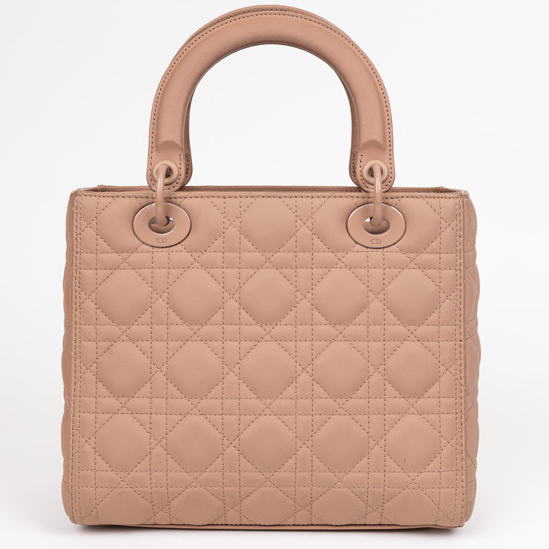 Christian Dior Taupe Matte Leather Cannage ABCDior Lady Dior Bag