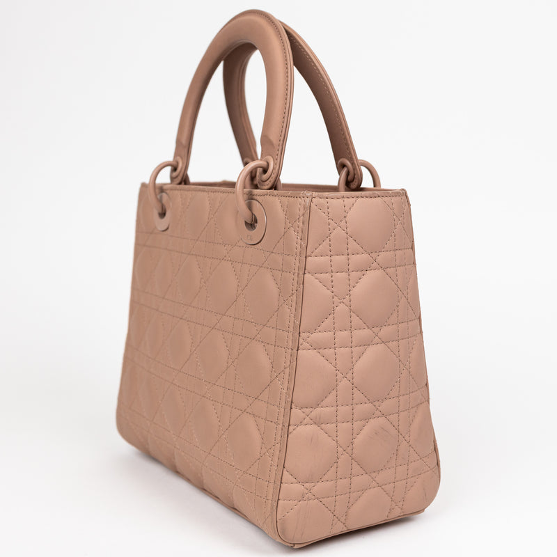 Christian Dior Taupe Matte Leather Cannage ABCDior Lady Dior Bag
