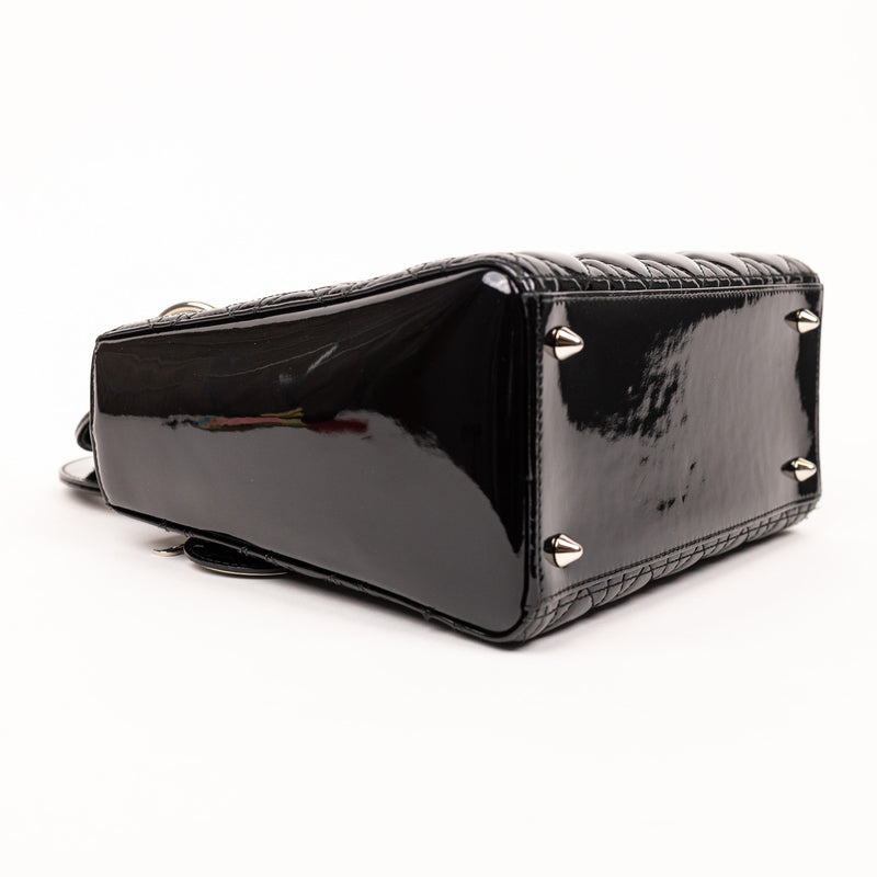 Christian Dior Black Patent Cannage Lady Dior SHW
