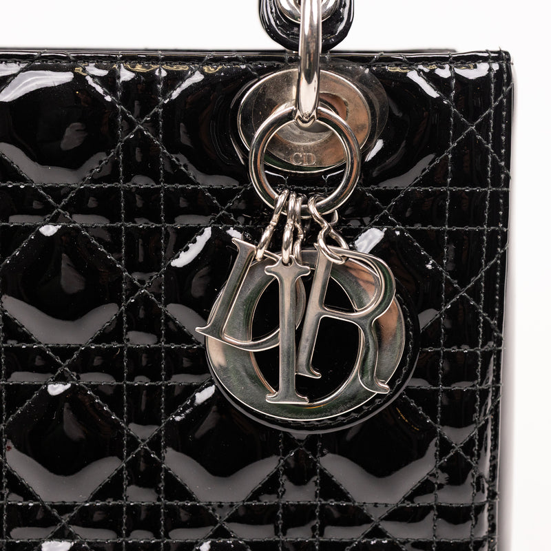 Christian Dior Black Patent Cannage Lady Dior SHW
