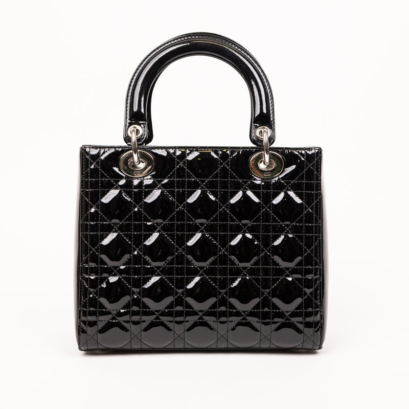 Christian Dior Black Patent Cannage Lady Dior SHW