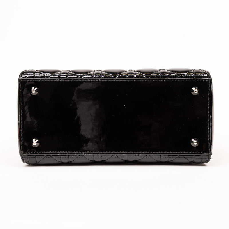 Christian Dior Black Patent Cannage Lady Dior SHW