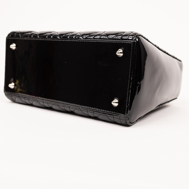 Christian Dior Black Patent Cannage Lady Dior SHW