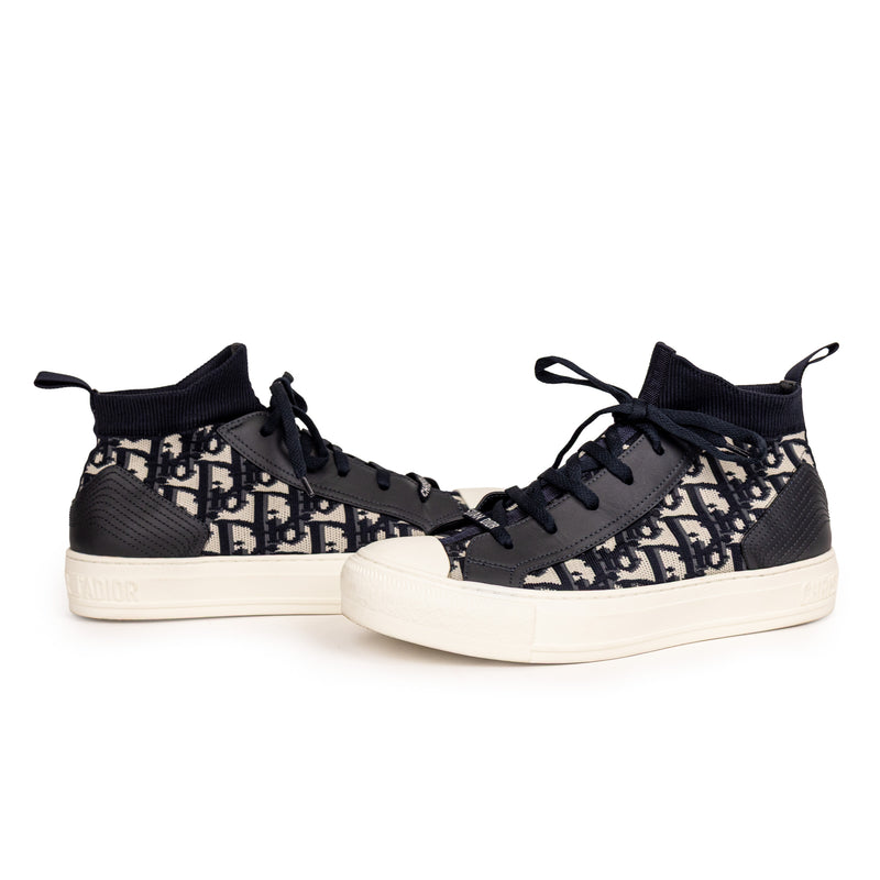 Christian Dior Blue Black White High Top Walk Sneakers Size 38