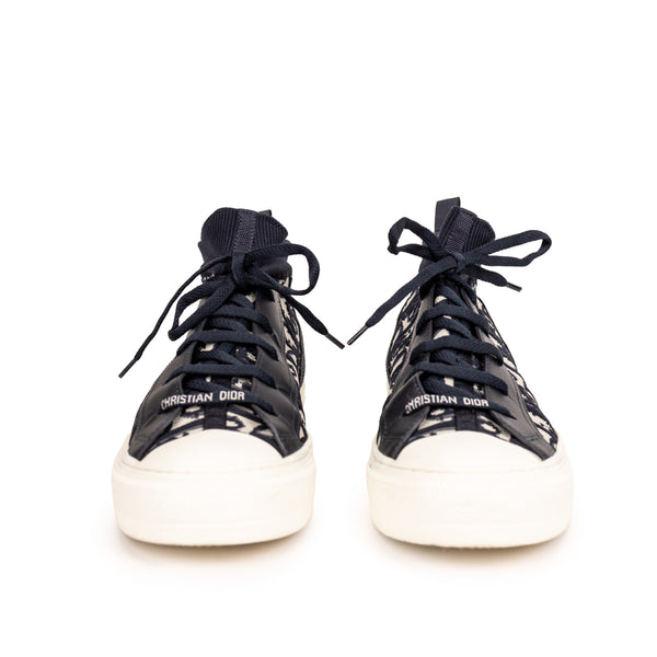 Christian Dior Blue Black White High Top Walk Sneakers Size 38