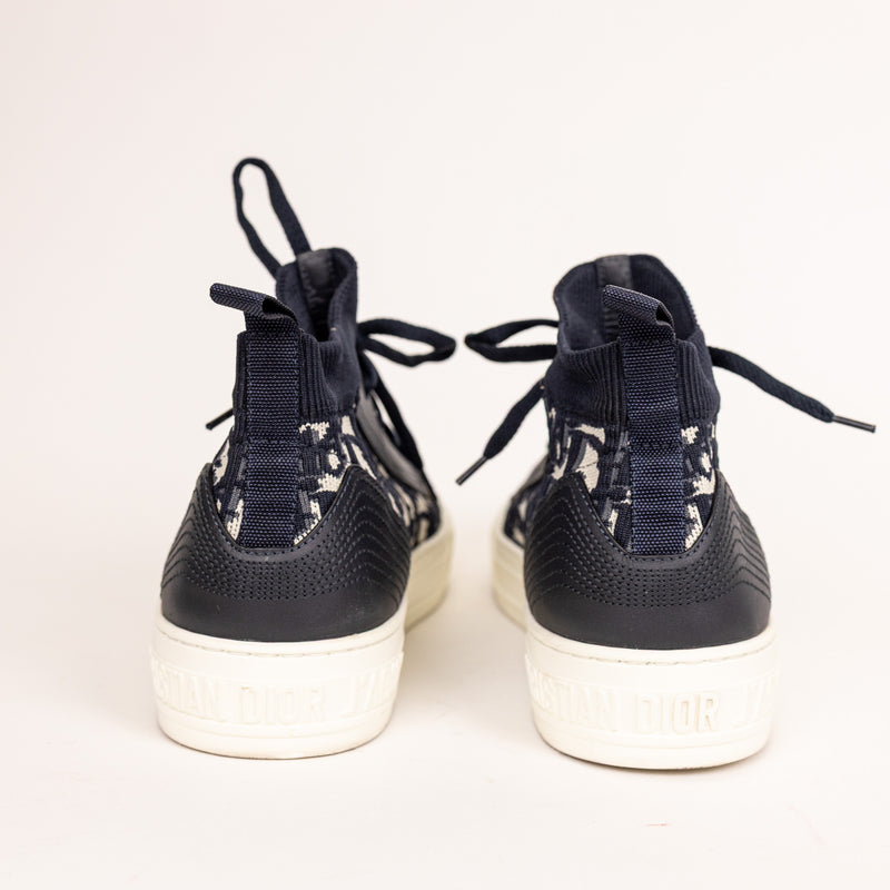 Christian Dior Blue Black White High Top Walk Sneakers Size 38