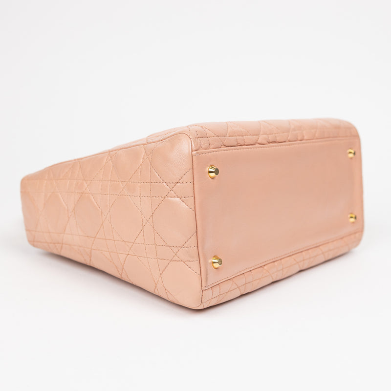 Christian Dior Pink Leather Cannage Lady Dior Bag GHW