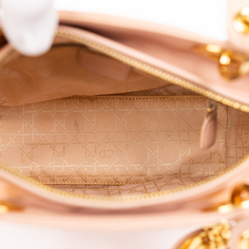 Christian Dior Pink Leather Cannage Lady Dior Bag GHW
