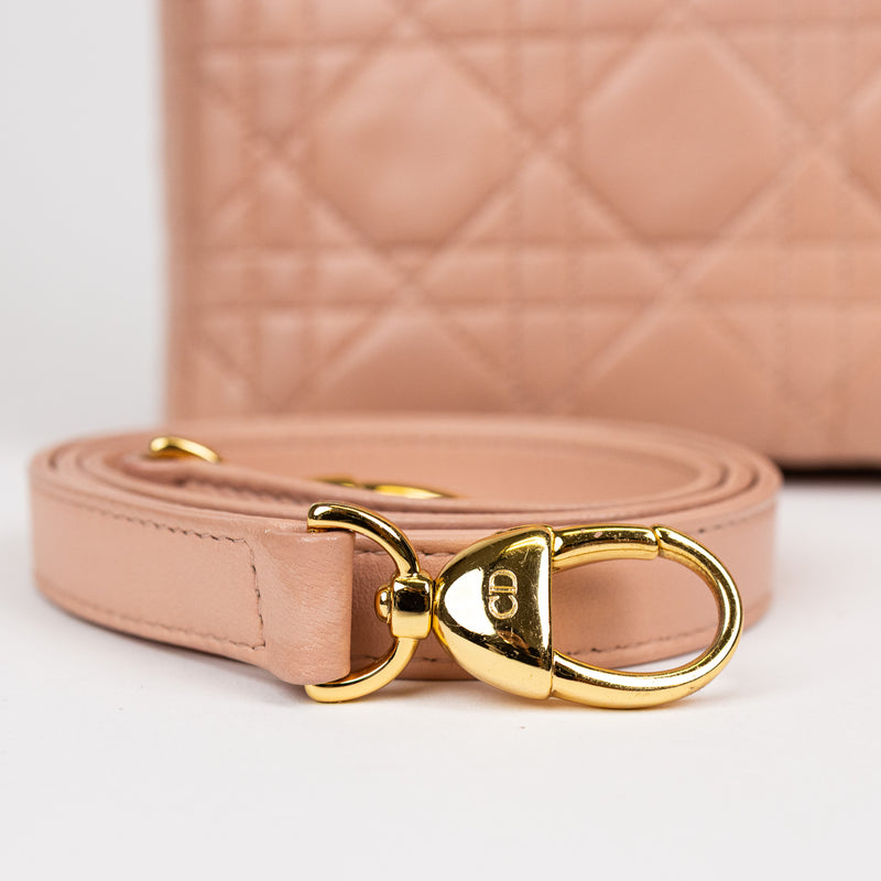 Christian Dior Pink Leather Cannage Lady Dior Bag GHW