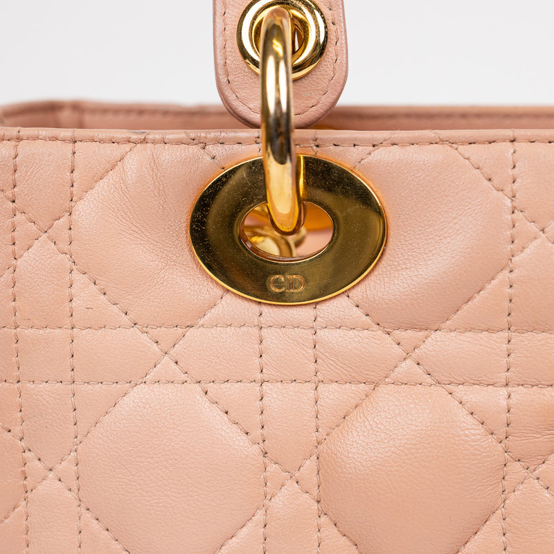 Christian Dior Pink Leather Cannage Lady Dior Bag GHW