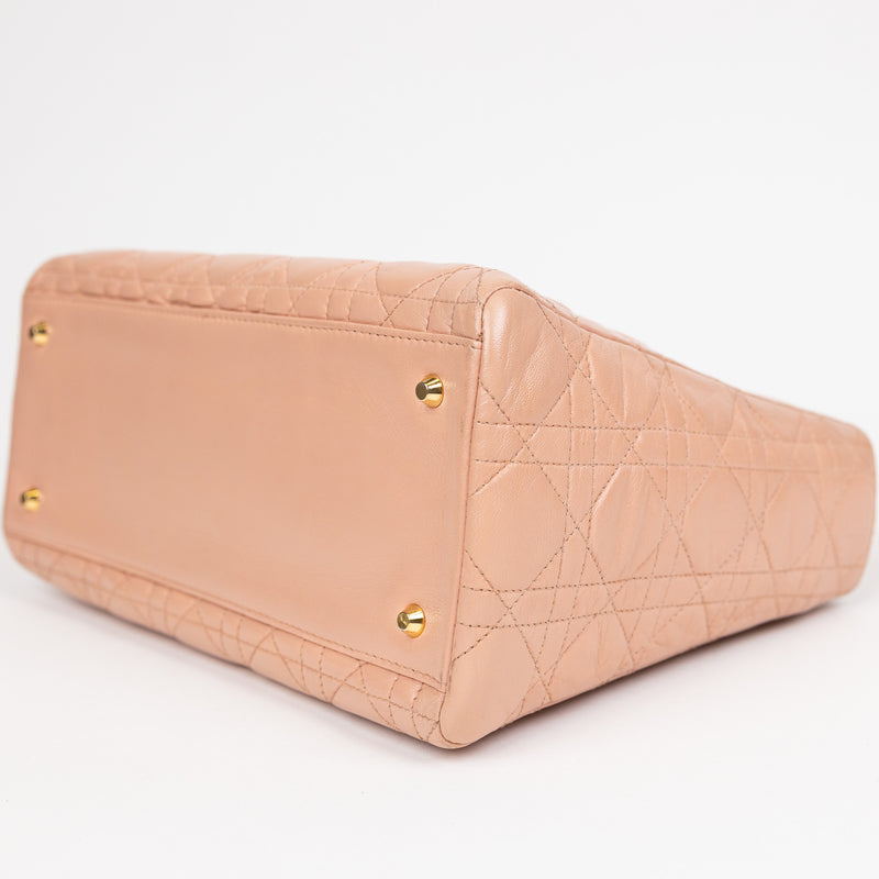 Christian Dior Pink Leather Cannage Lady Dior Bag GHW