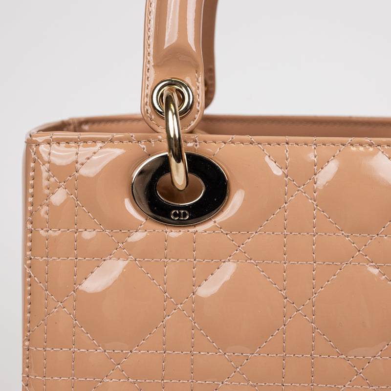 Christian Dior Pink Patent Leather Lady Dior Bag GHW