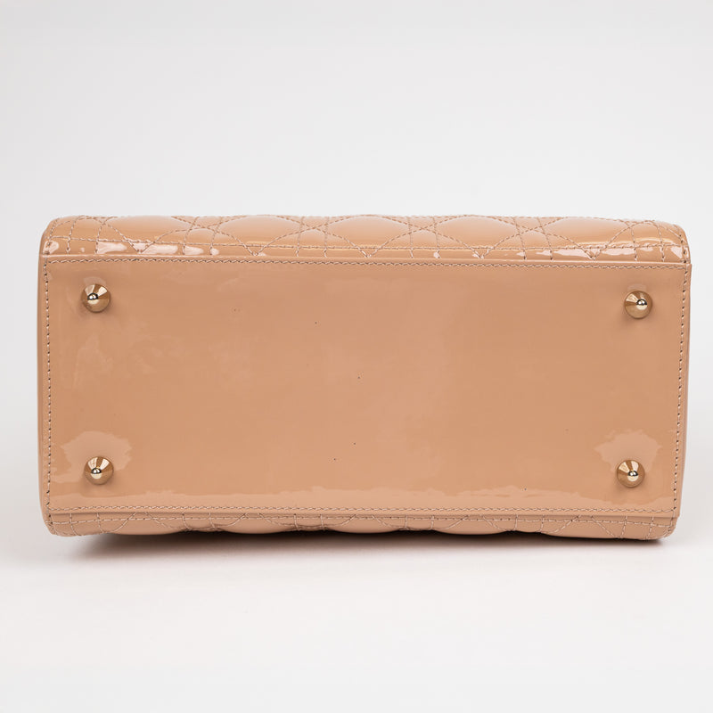 Christian Dior Pink Patent Leather Lady Dior Bag GHW