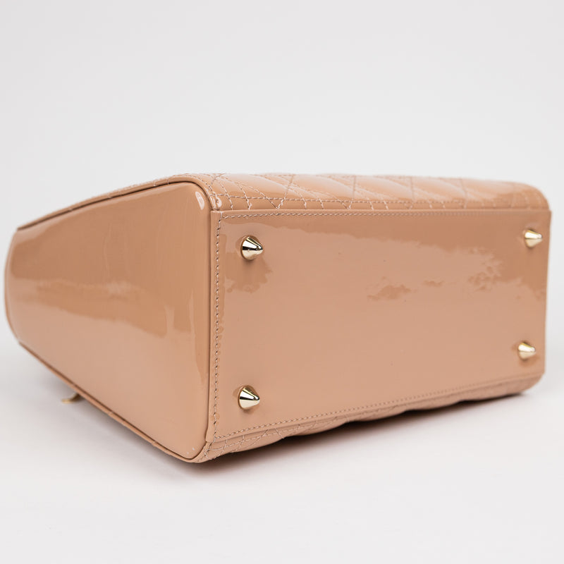 Christian Dior Pink Patent Leather Lady Dior Bag GHW