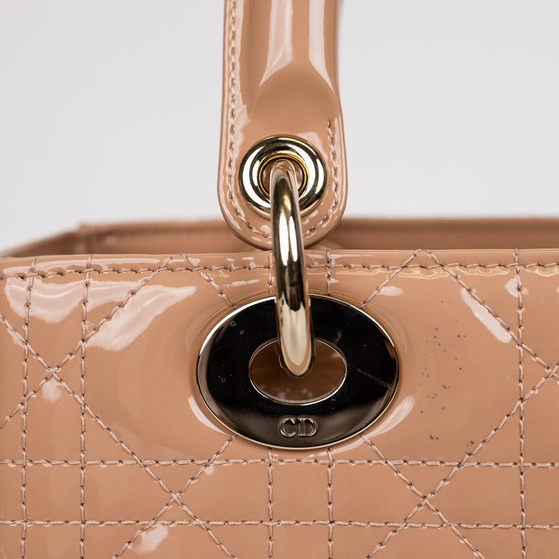 Christian Dior Pink Patent Leather Lady Dior Bag GHW
