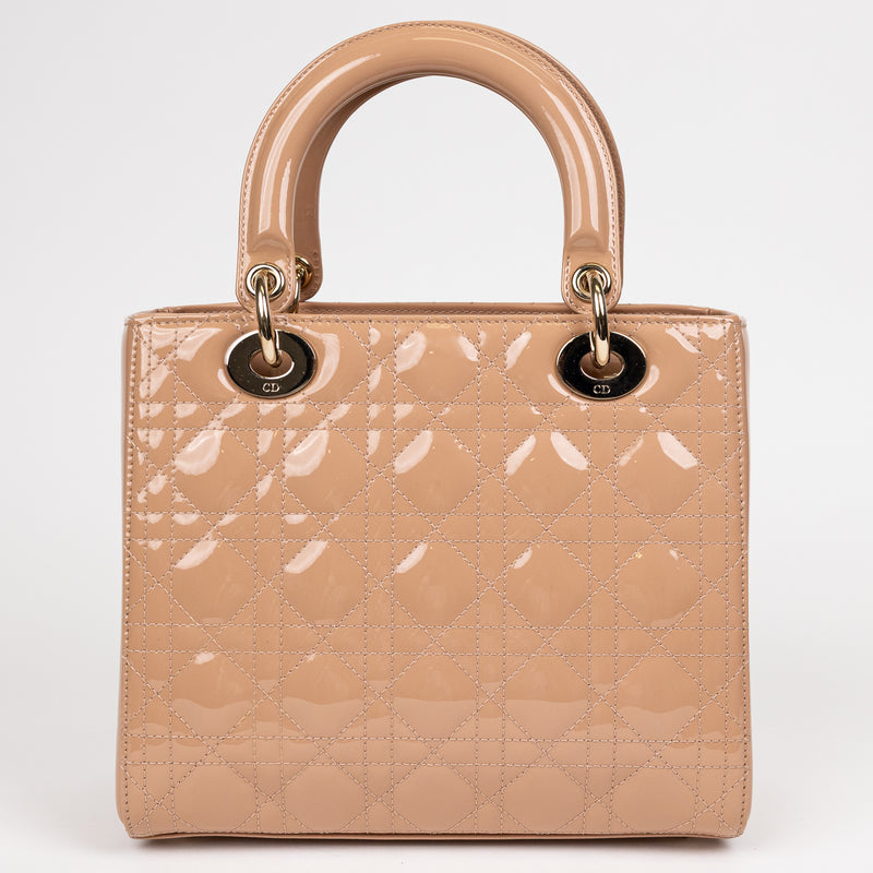 Christian Dior Pink Patent Leather Lady Dior Bag GHW