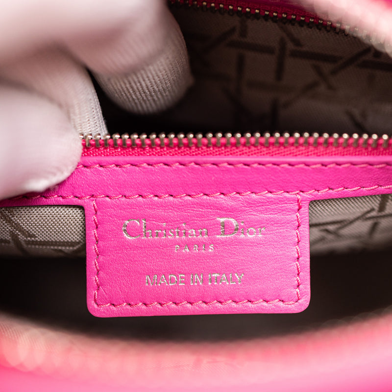 Christian Dior Pink Lambskin Lady Dior SHW Cannage Tote