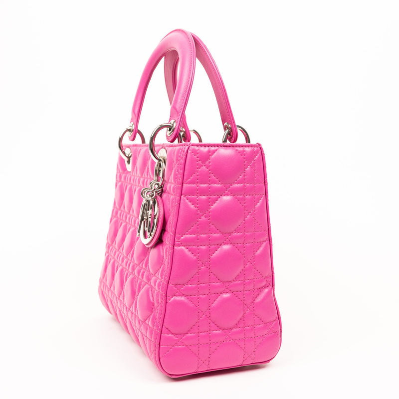 Christian Dior Pink Lambskin Lady Dior SHW Cannage Tote