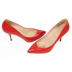 Christian Louboutin Orange Patent Leather Pointed Toe Pumps Size 40