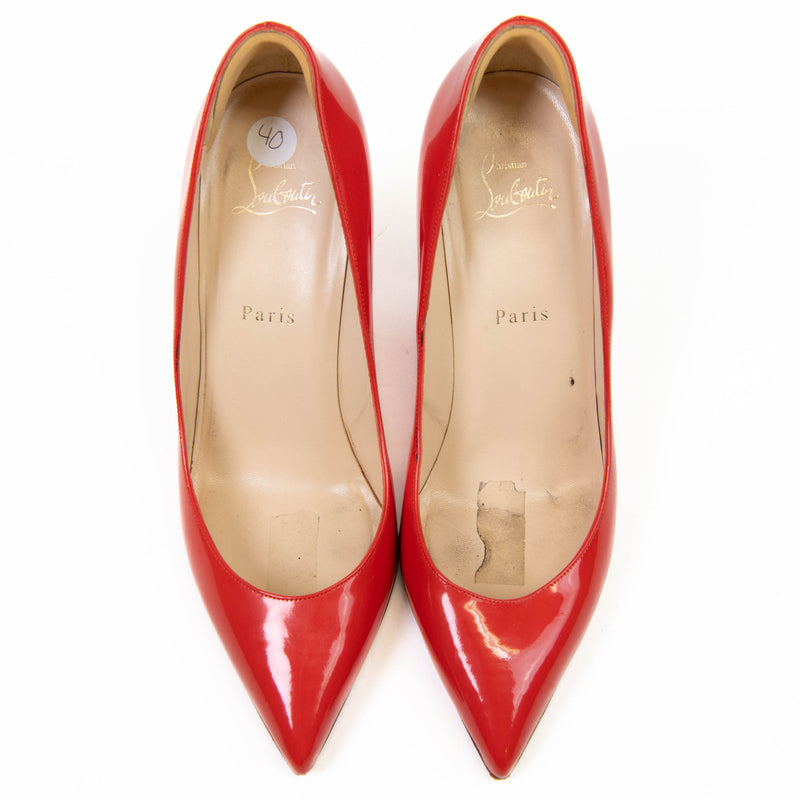 Christian Louboutin Orange Patent Leather Pointed Toe Pumps Size 40