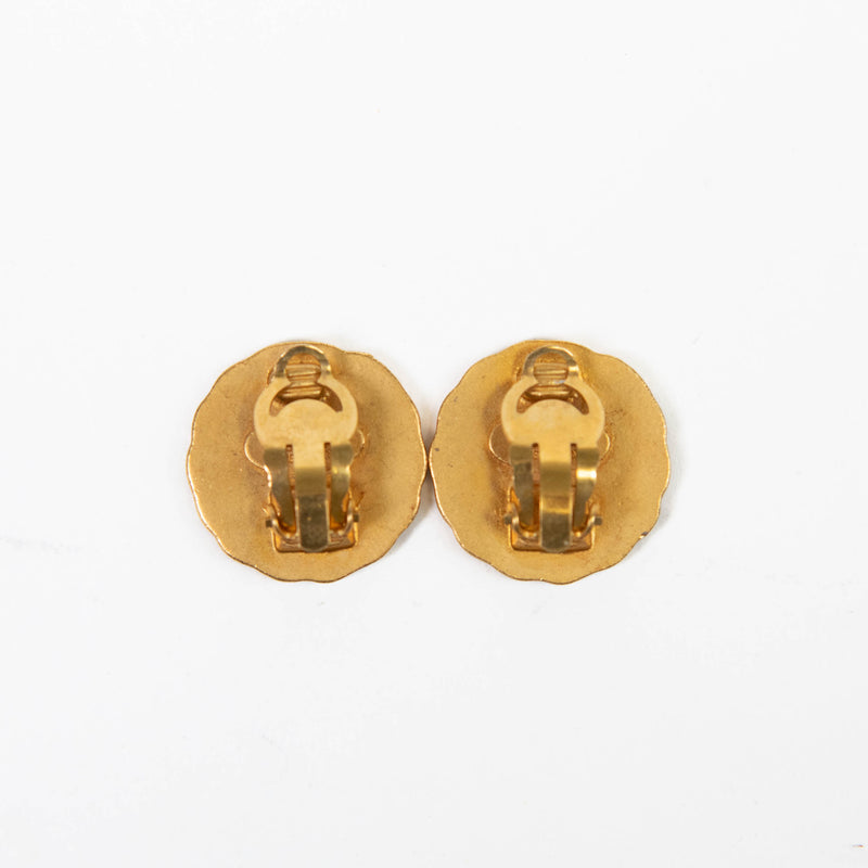 Chanel Vintage Gold Tone CC Clip-On Earrings