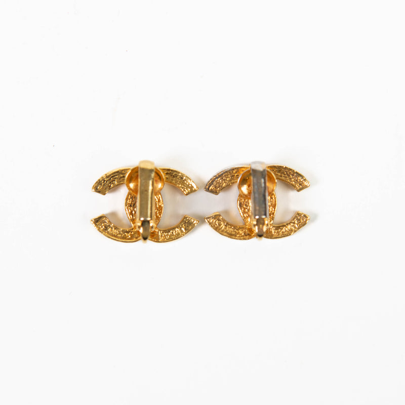 Chanel Gold and Crystal CC Clip on Earrings