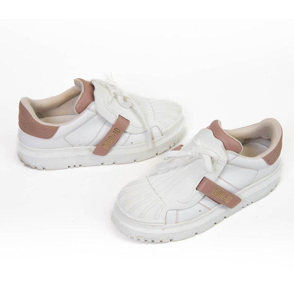 Christian Dior White and Nude Calfskin Bi-Color Dior-ID Platform Sneakers 38.5