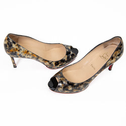 Christian Louboutin Brown Patent Leopard Yootish 85 Pumps Size 10