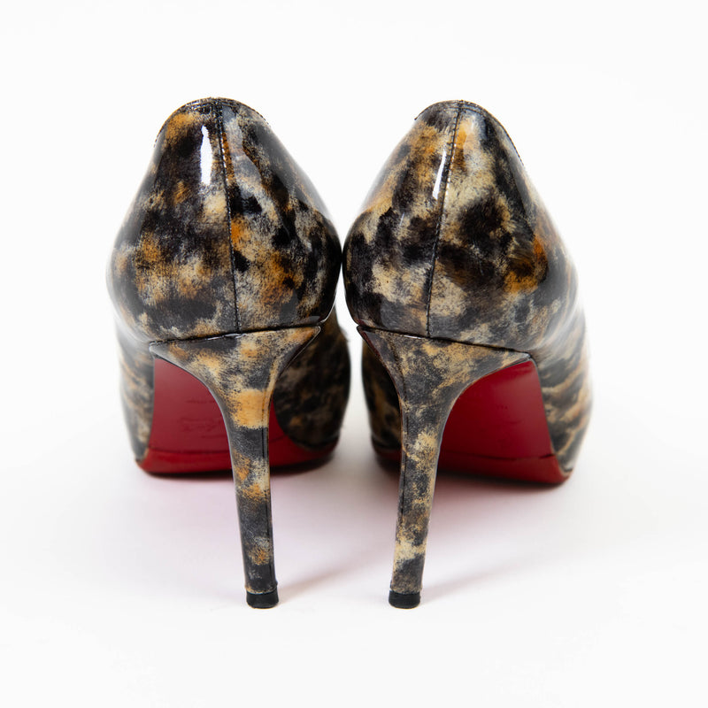 Christian Louboutin Brown Patent Leopard Yootish 85 Pumps Size 10