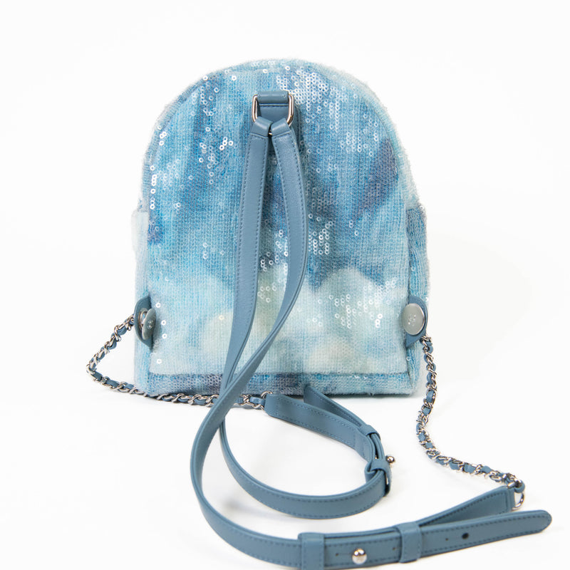 Chanel 18S Blue Sequin Tricolor Waterfall Backpack