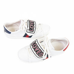 Gucci White Leather Loved Embellished Ace Low Top Sneakers Size 37