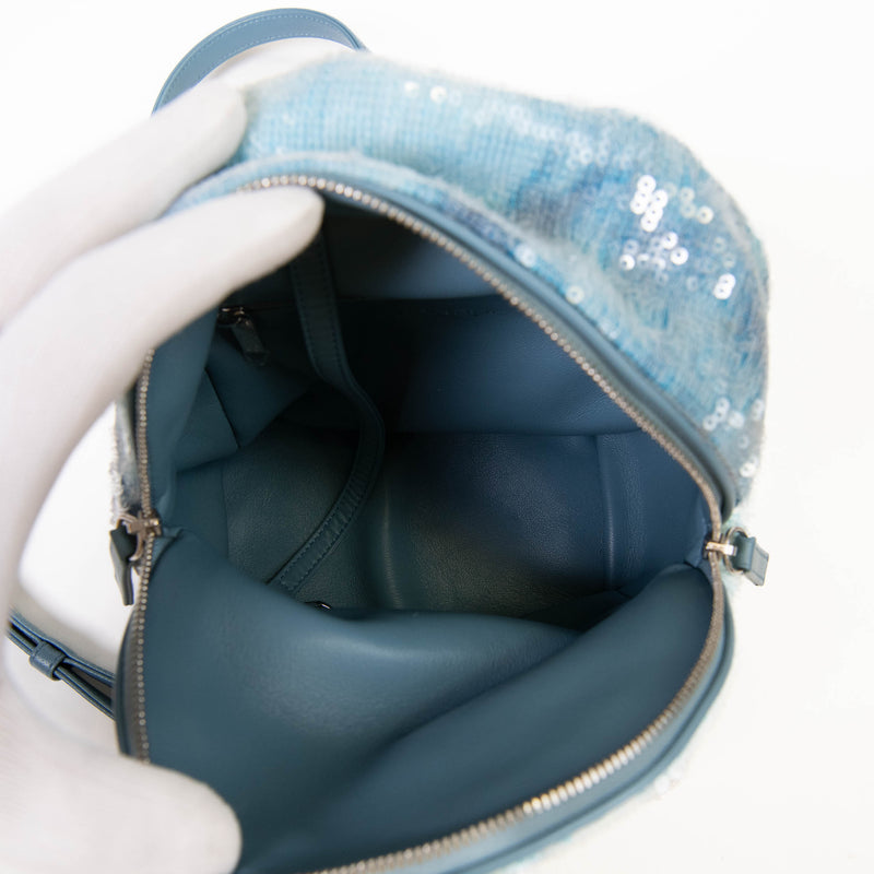 Chanel 18S Blue Sequin Tricolor Waterfall Backpack