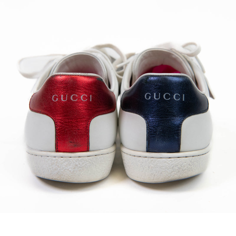 Gucci White Leather Loved Embellished Ace Low Top Sneakers Size 37