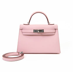 Hermes Kelly Sellier 20 Rose Sakura Chevre Leather Palladium Hardware