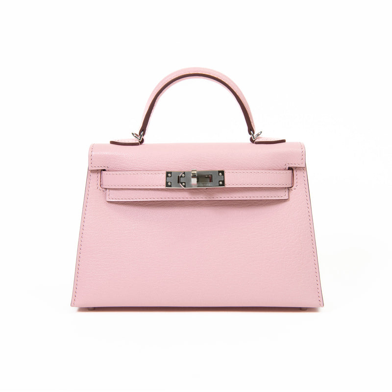 Hermes Kelly Sellier 20 Rose Sakura Chevre Leather Palladium Hardware