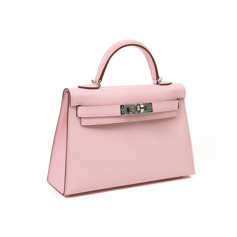 Hermes Kelly Sellier 20 Rose Sakura Chevre Leather Palladium Hardware