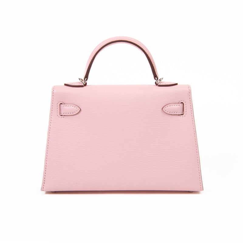 Hermes Kelly Sellier 20 Rose Sakura Chevre Leather Palladium Hardware