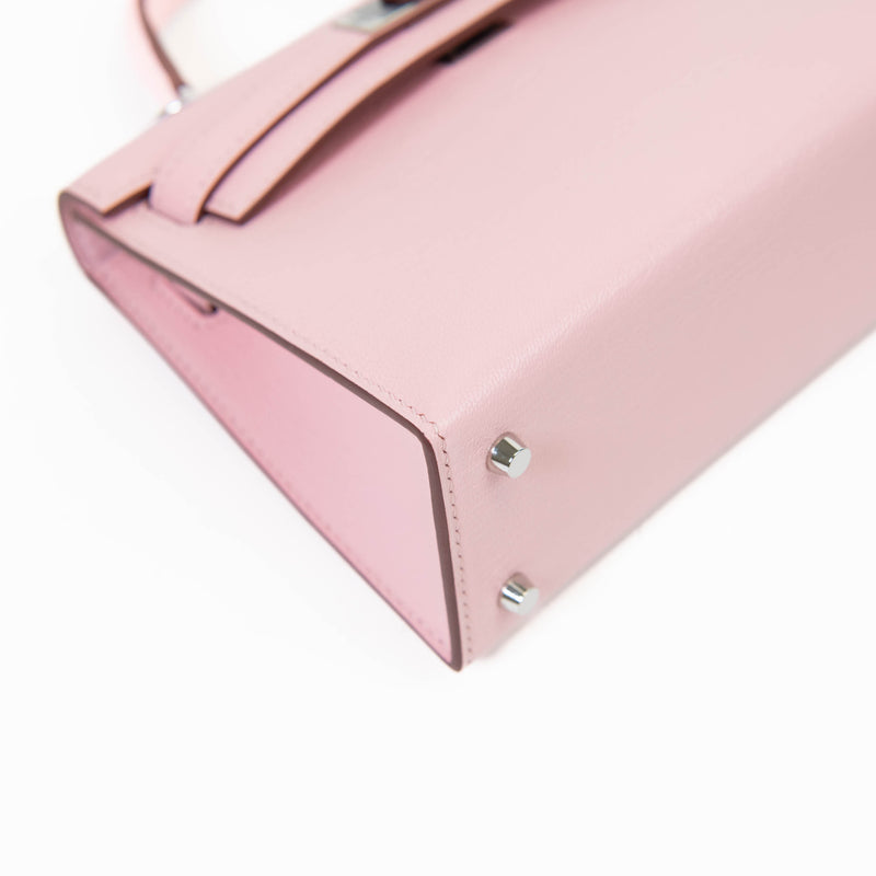 Hermes Kelly Sellier 20 Rose Sakura Chevre Leather Palladium Hardware