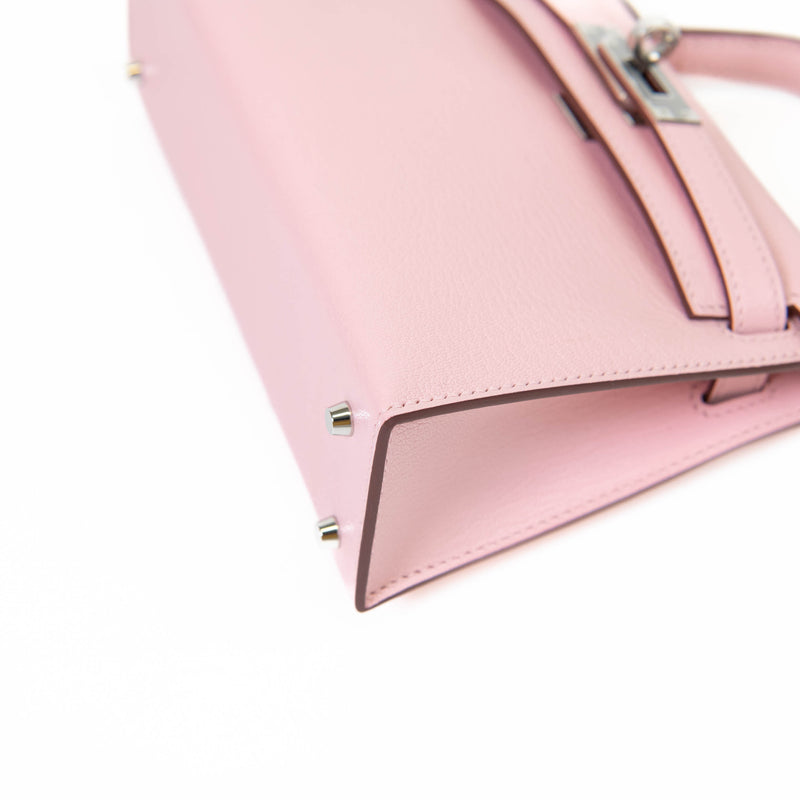 Hermes Kelly Sellier 20 Rose Sakura Chevre Leather Palladium Hardware