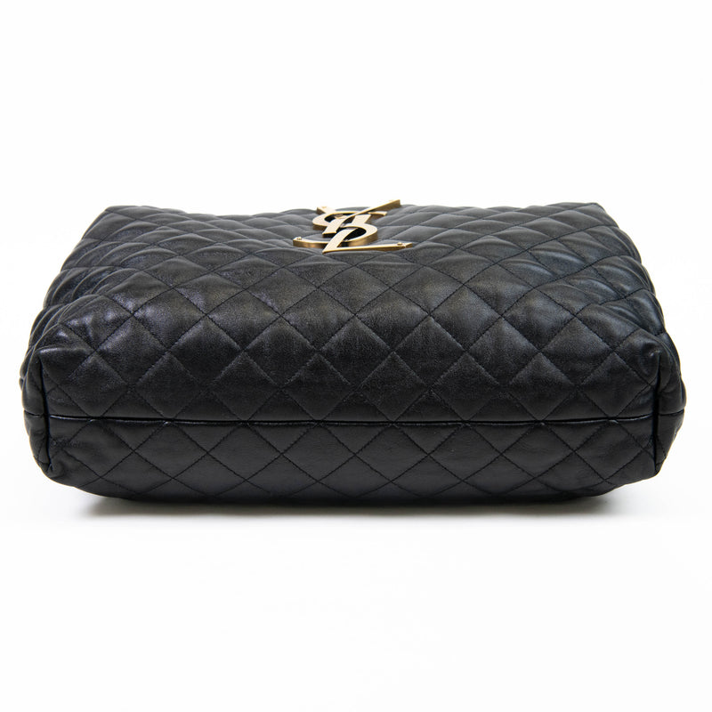 Saint Laurent Black Leather Quilted Maxi Icare Shopping Tote