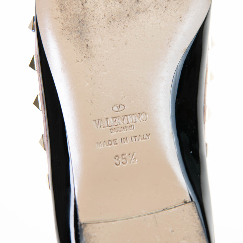 Valentino Garavani Black Patent Nappa Rockstud Ballerina Flats 35.5