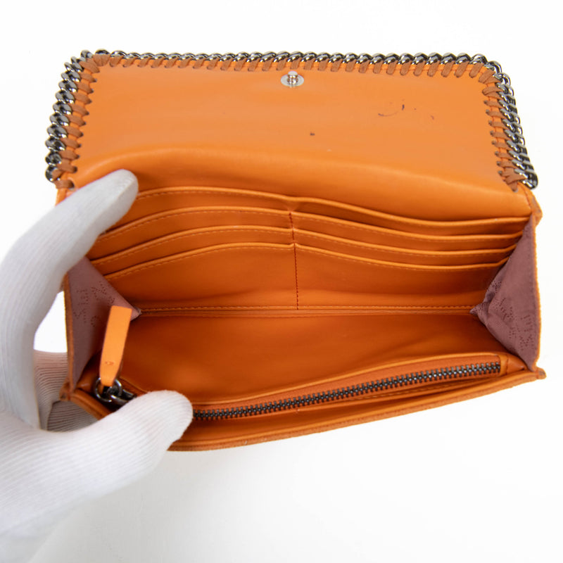 Stella McCartney Orange Vegan Leather Falabella Continental Wallet