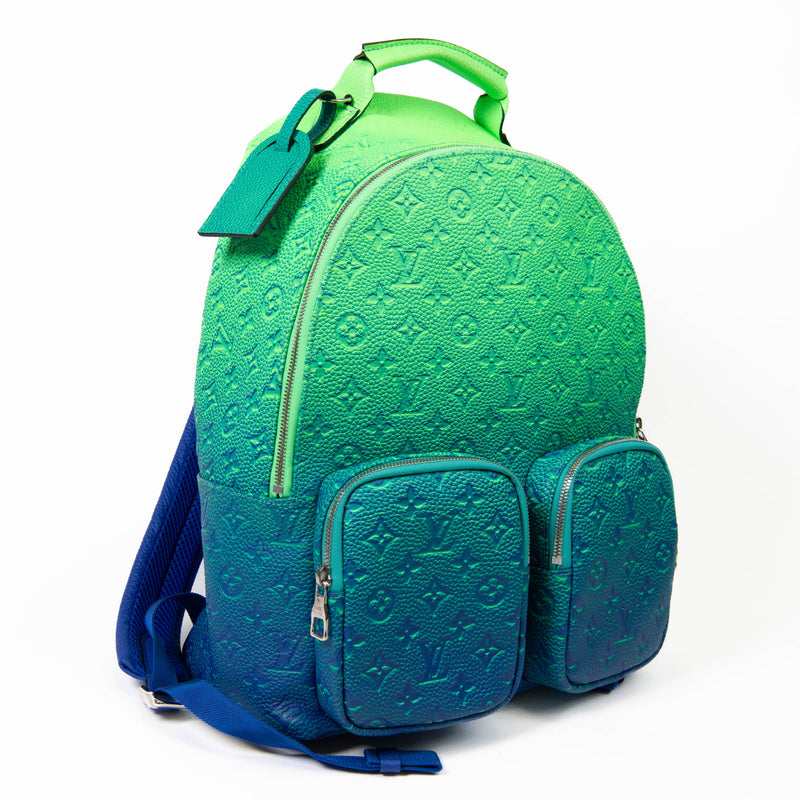 Louis Vuitton Bleu Vert Taurillon Leather Illusion Multipockets Backpack