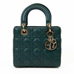 Christian Dior Dark Green Lambskin Cannage Small My ABCDior Lady Dior On Que Style