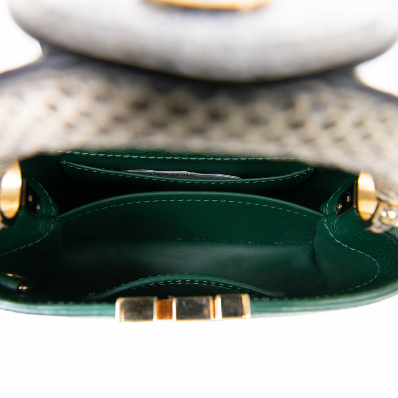 Louis Vuitton Emeraude Green Taurillon and Watersnake Ayers Mini Capucines BB