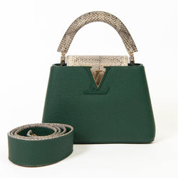 Louis Vuitton Emeraude Green Taurillon and Watersnake Ayers Mini Capucines BB