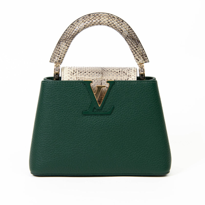 Louis Vuitton Emeraude Green Taurillon and Watersnake Ayers Mini Capucines BB