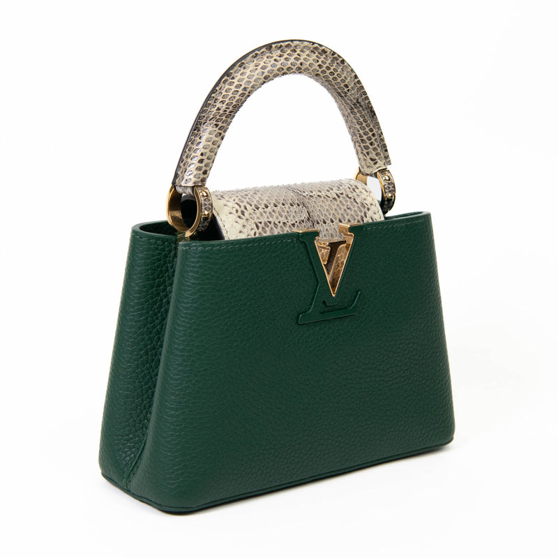 Louis Vuitton Emeraude Green Taurillon and Watersnake Ayers Mini Capucines BB