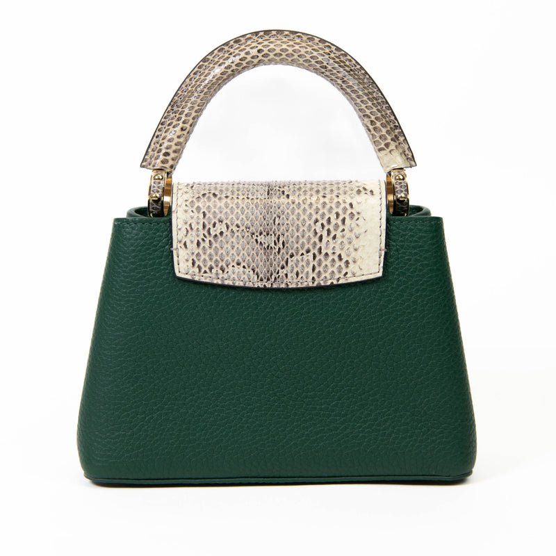 Louis Vuitton Emeraude Green Taurillon and Watersnake Ayers Mini Capucines BB