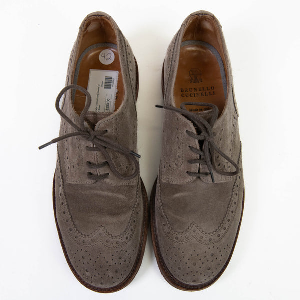 Men's Brunello Cucinelli Brown Suede Longwing Brogues Size 42